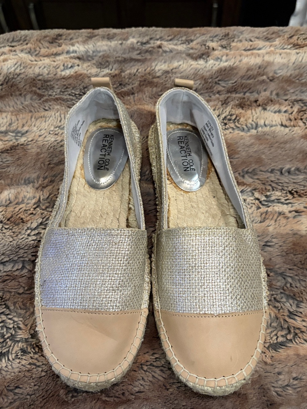 Kenneth Cole Reaction Metallic Beige Espadrille Slip-On Flats